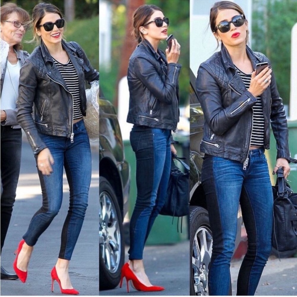 All Saints Conroy Sheep Leather Biker Jacket - Picture 3 of 14